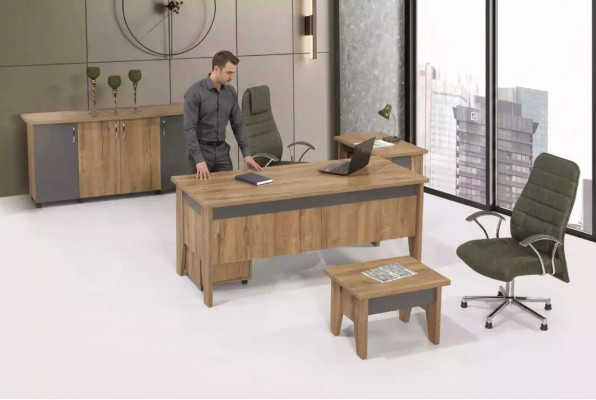 Holzmöbel Arbeitszimmer Set Büromöbel Schreibtisch Büroschrank 4tlg