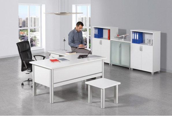 Helle Kanzlei Möbel Büro Einrichtung Tisch Couchtisch Aktenschrank 3tlg