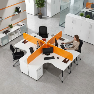 Teamarbeitsplatz Schreibtisch 4 Personen Tisch Counter Team-Schreibtische