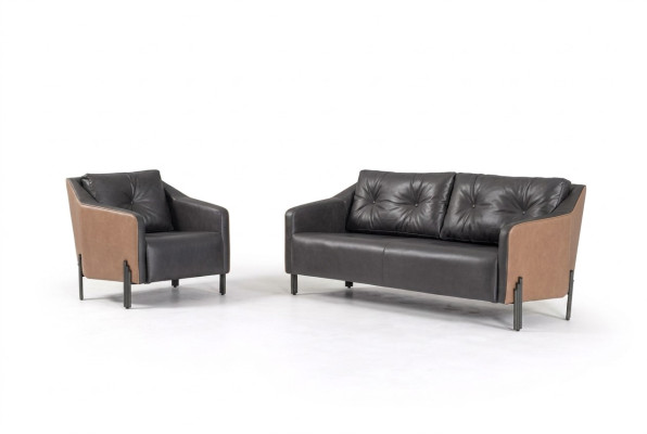Sofagarnitur Dreisitzer Sessel Textilmöbel Arbeitszimmer Sitzgruppe Sofa