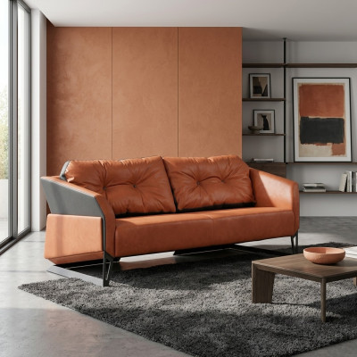 Designer Orange Sofa Arbeitszimmer Büromöbel Couch 3 Sitzer Neu