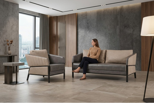 Büromöbel-Set Zweisitzer Sessel Luxus Arbeitszimmer-Einrichtungsset