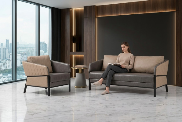 Luxus Sessel Textil Möbel Büro Einrichtung Arbeitszimmer Polstersessel