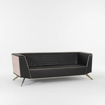 Designer Schwarzes Polstersofa Stoffmöbel Arbeitszimmermöbel Büro Couch