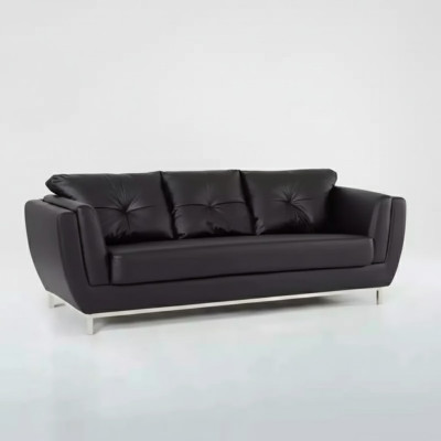 Schwarze Dreisitzer Couch Luxus Möbel Modernes Sofa Polster Ledercouch
