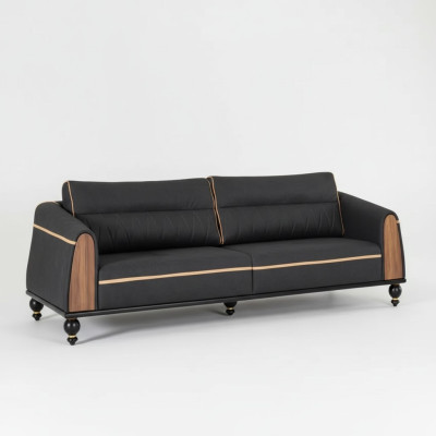 Schwarzes Designer Sofa Arbeitszimmermöbel Stil Moderne Couch Dreisitzer