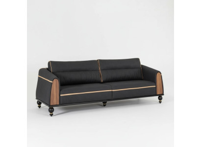 Schwarzes Designer Sofa Arbeitszimmermöbel Stil Moderne Couch Dreisitzer