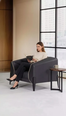 Designer Büro Sessel Textil Möbel Stoff Arbeitzimmer Einrichtung Polstersessel