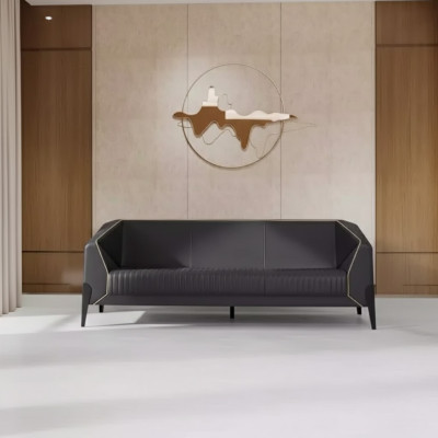 Schwarzes Ledersofa Büromöbel Wohnzimmer Neue Couch Luxus Polstersofas