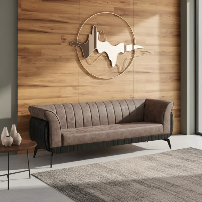 Brauner Dreisitzer Arbeitszimmer Sofa Luxus Designer Möbel Büro Couch