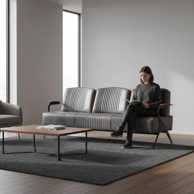 Sofa Couch Dreisitzer Arbeitzimmer Büro Einrichtung Polstersofa 3 Sitzer