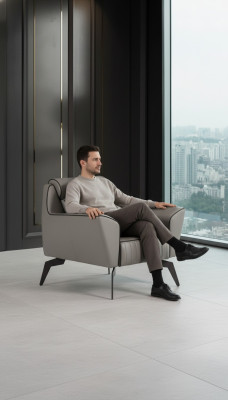 Luxus Sessel Arbeitzimmer Grau Sitz Einrichtung Neu Polstersessel