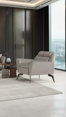 Luxus Sessel Arbeitzimmer Grau Sitz Einrichtung Neu Polstersessel