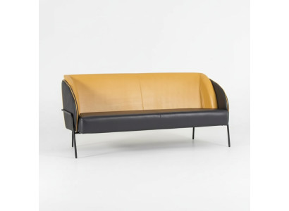 Modern Kunstleder Sofa 3 Sitzer Arbeitzimmer Textil Polster Möbel Design