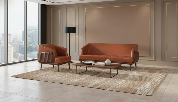 Luxus Office Garnitur Dreisitzer Sessel Arbeitszimmer Garnitur Stoffmöbel