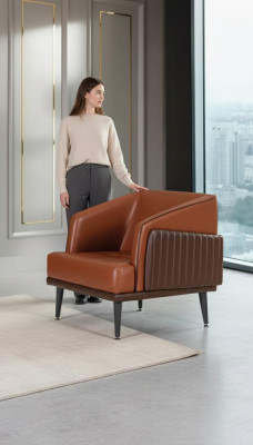 Luxus Sessel Stil Modern Arbeitzimmer Polster Stoff Design Büro Möbel Neu