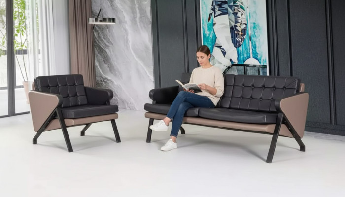 Moderne Sofagarnitur Luxus Zweisitzer Sessel Polster Design Arbeitsmöbel 