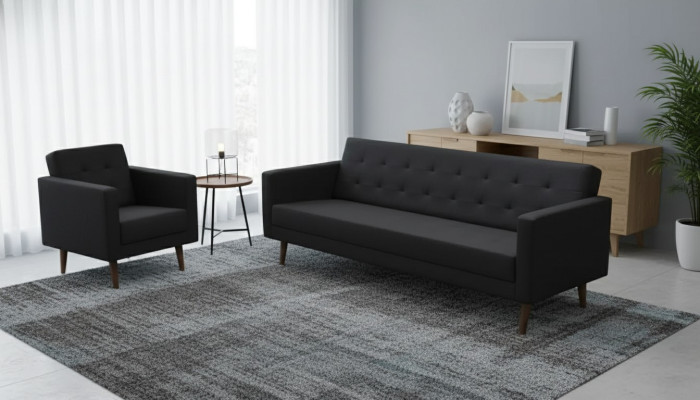 Komplette Sofagarnitur Sessel Dreisitzer Stil Möbel Arbeitszimmer 