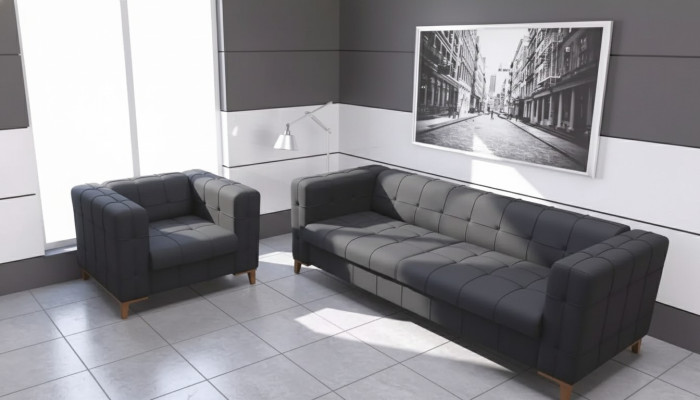 Polster Sitzgruppe Sofas Luxus Couchgarnitur Dreisitzer Sessel Textil
