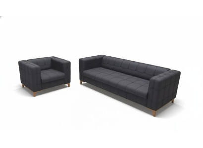Polster Sitzgruppe Sofas Luxus Couchgarnitur Dreisitzer Sessel Textil