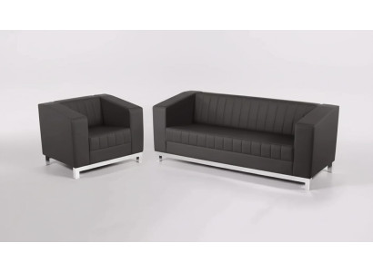 Graue Luxus Sofagarnitur Dreisitzer Sessel Polstermöbel Couch Set 2tlg 