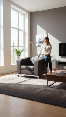 Grau Sessel Büro Möbel Sitz Polstersessel Textil Arbeitzimmer Lehnstuhl