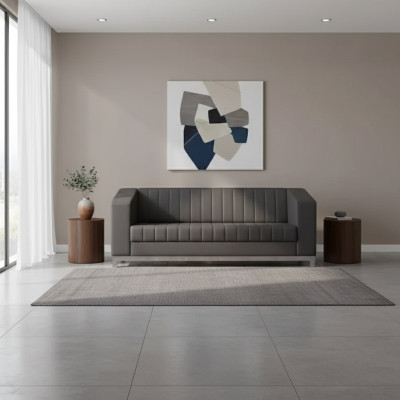 Moderne Schwarze Couch Dreisitzer Polstercouch Arbeitszimmer Möbel Luxus