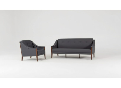 Graue Polster Sofagarnitur Dreisitzer Sessel Komplettes Modern 2tlg Neu