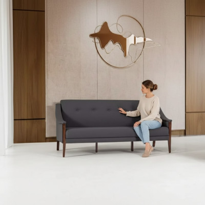 Dunkelgrauer Designer Sofa Dreisitzer Couch Polstermöbel Büroeinrichtung