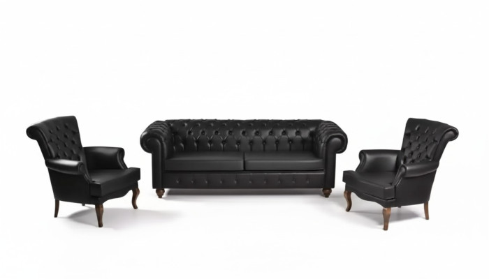 Schwarze Chesterfield Sofagarnitur Komplette Büroeinrichtung Moderne Möbel
