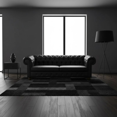 Schwarzer Chesterfield Dreisitzer Büroeinrichtung Couch Luxus Sitzer