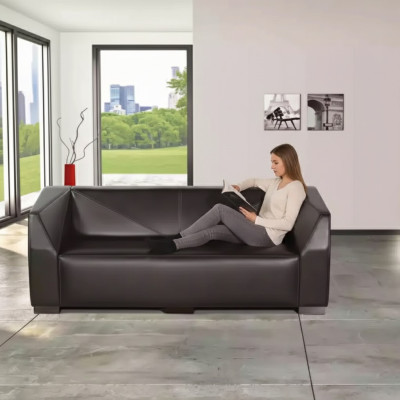 Schwarzer Dreisitzer Arbeitszimmermöbel Textil Couch Luxus Designer Sofa