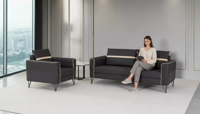 Couchgarnitur Polstermöbel Dreisitzer Sessel Designer Textil Möbel 2tlg