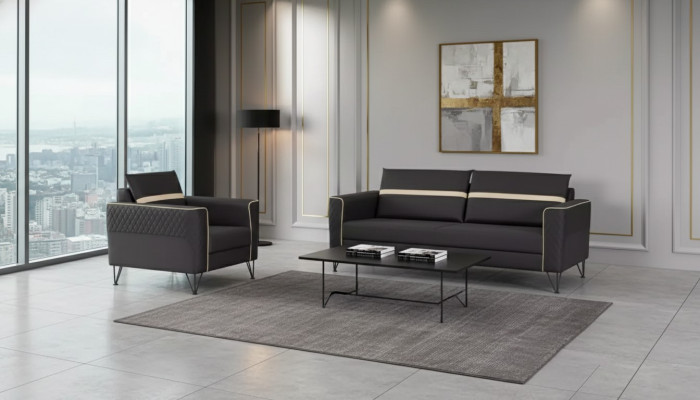 Couchgarnitur Polstermöbel Dreisitzer Sessel Designer Textil Möbel 2tlg