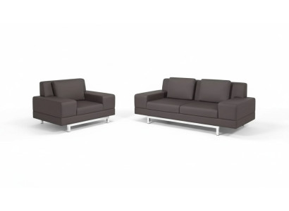 Graue Couchgarnitur Dreisitzer Sessel Sofagarnitur Arbeitszimmer Sofas