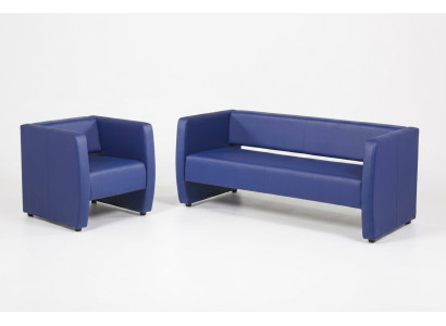 Luxus Blauer Sessel Büro Möbel Arbeitszimmer Polster Textil Stoff Neu