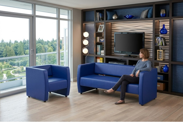 Sofa 2 Sitzer Luxus Couch Arbeitszimmer Büroeinrichtung Textil Möbel