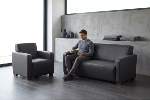 Schwarze Arbeitszimmer Sofagarnitur Dreisitzer Sessel Moderne Couche