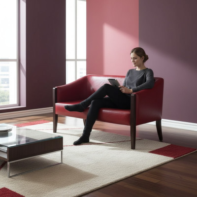 Sofa 2 Sitzer Arbeitszimmer Stil Modern Textil Möbel Büromöbel Luxus Couch