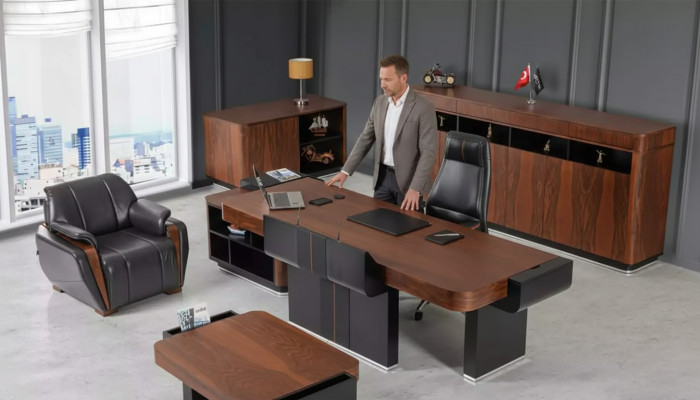 Großer Büroschrank Sideboard Luxus Holzmöbel Arbeitszimmereinrichtung Regal
