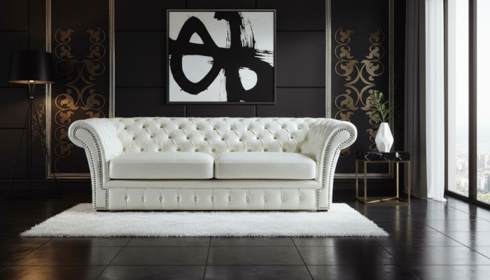 Chesterfield Sofa Luxus Dreisitzer Sofas Wohnzimmer Couchen Weiß