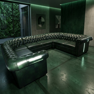 Chesterfield Ecksofa U Form Ledersofa Ecksofas Leder Couch Modern Neu