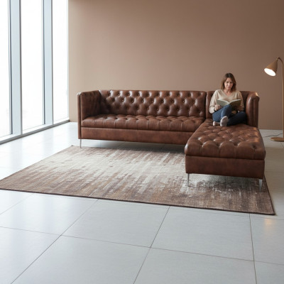 Chesterfield Ecksofa L-Form Leder Luxus Couch Ledersofa Eckgarnitur