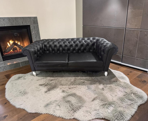 Chesterfield Sofa 3 Sitzer Couch Ledersofa Couchen Schwarz Sofas