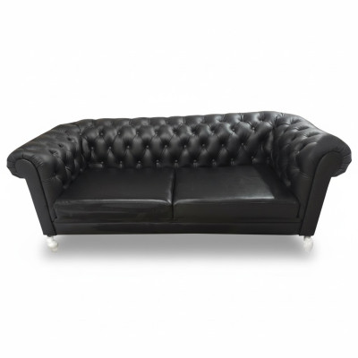Chesterfield Sofa 3 Sitzer Couch Ledersofa Couchen Schwarz Sofas