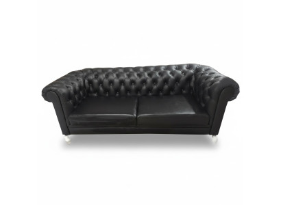 Chesterfield Sofa 3 Sitzer Couch Ledersofa Couchen Schwarz Sofas