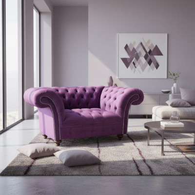 Chesterfield Sessel Couch 1 Sitzer Textil Sessel Stoff Sitz Lounge Möbel