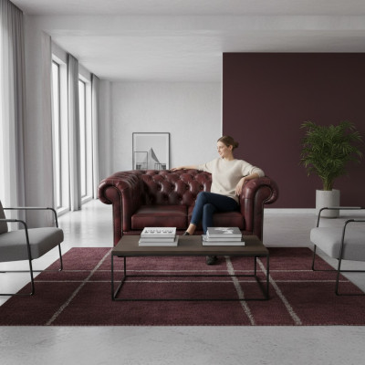 Sofa Chesterfield 2 Sitzer Leder Lounge Couchen Sofas Braun Modern