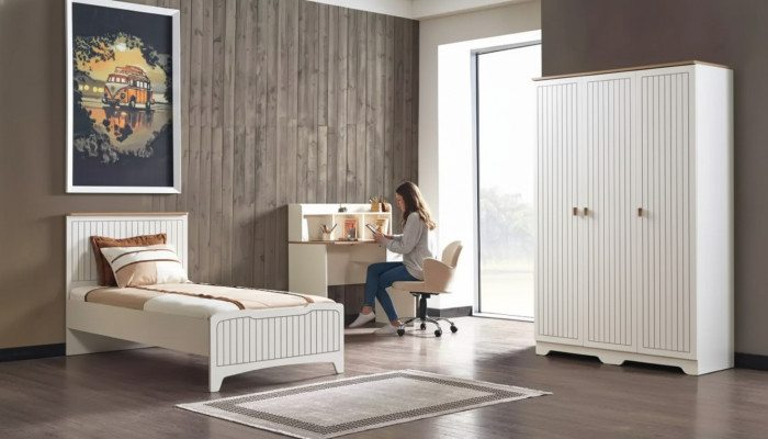 Modern Komplett Jugendzimmer Luxus Kinderzimmer Set 3tlg Weiß