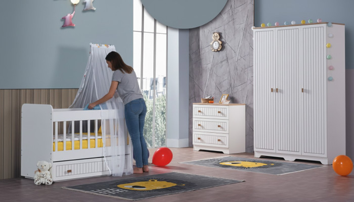 Baby Komplettzimmer Schrank Bett Kinderzimmer Säugling Kommode 3tlg.